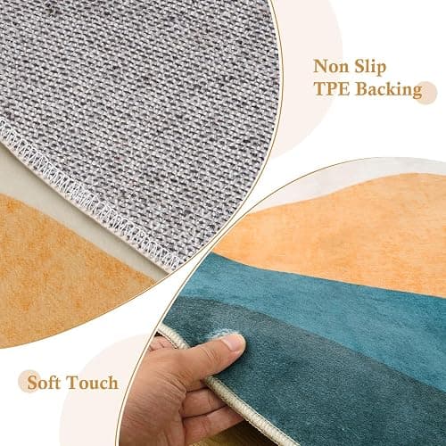 Sungea Mountain Round Rugs 8ft, Abstract Circle Rug for Living Room Non Slip Washable Bedroom Area Rug, Soft Extra Large Round Carpet for Nursery Dinng Room Playroom(Multi) - 8' (Round) - Multi Color thumbnail 2