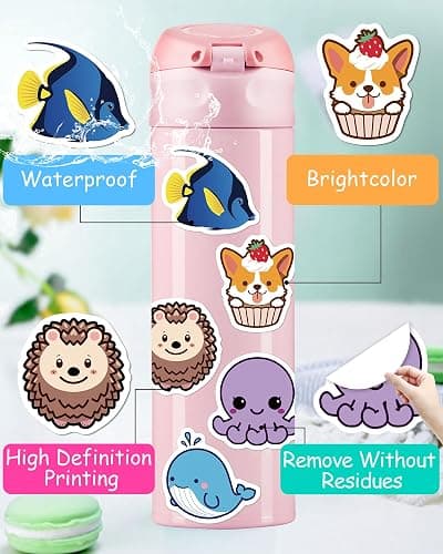 100 Pcs Animal Stickers for Kids, Cute Water Bottle Stickers for Kids Waterproof, Vinyl Laptop Kid Sticker Pack, Kid Classroom Prizes for Elementary Students thumbnail 4