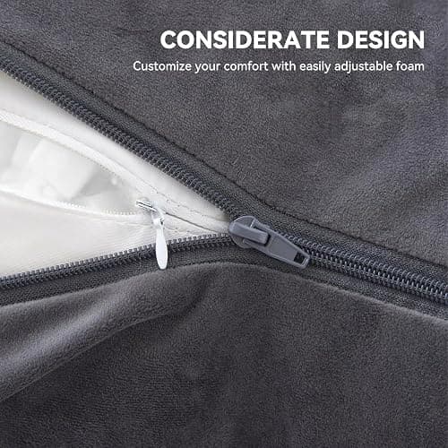 Yagamo Reading Pillow for Bed with Adjustable Memory Foam,Large Adult Backrest with Arms, Back Pillow for Sitting in Bed with Washable Cover- Large, Gray thumbnail 7