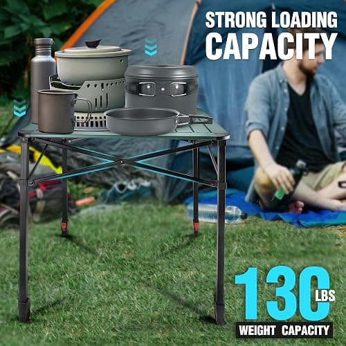 VILLEY Folding Camping Square Table with Carry Bag, Lightweight Aluminum Adjustable Square Table for Outdoor, Camping, Picnic, Backyards, BBQ (L) thumbnail 5