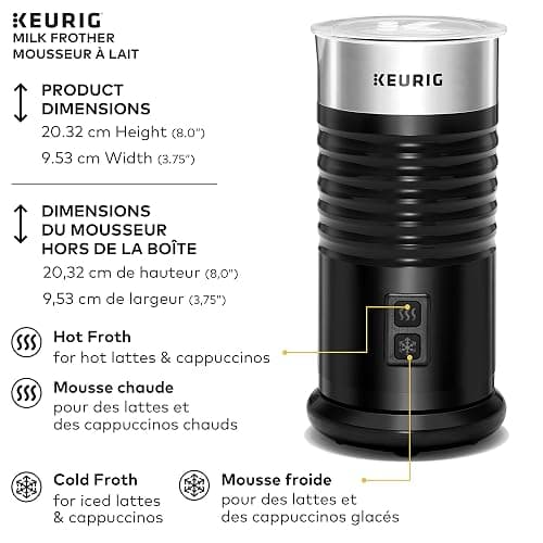 Keurig Milk Frother For Lattes And Cappuccinos, Features Hot And Cold Function, Black thumbnail 7