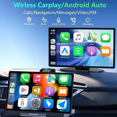 9" Carplay Screen for Car, Portable Wireless Car Play Screen for Apple CarPlay & Android Auto, OTA Updates, Backup Camera, Mirror Link, Voice Control, GPS Navigation, Bluetooth 5.0, FM/AUX thumbnail 2