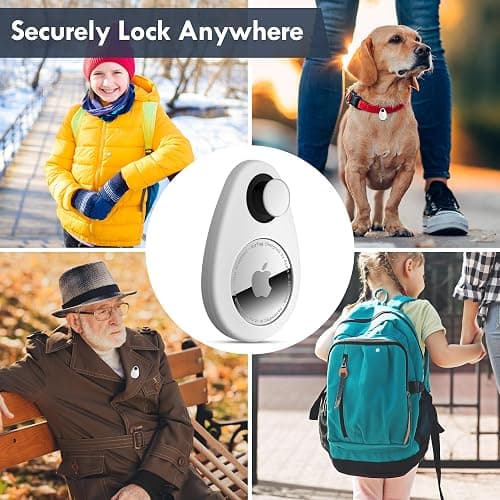 for Airtag Holder for Kids Hidden 4 Pack GPS Tracker Case, Anti-Removal for Airtag Silicone Case with Pins, Suitable for Children, Elderly, Pets, Backpack, Luggage(White, Blue) thumbnail 4