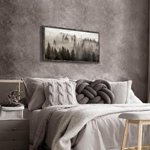 Foggy Forest Wooden Wall Art: Landscape Mountain Artwork Prints with Wooden Framed for Living Room (40”W x 20”H, Multi-Sized) thumbnail 5