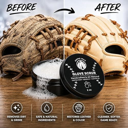 Rhino Wax Baseball Glove Scrub for Deep Cleaning, Dirt & Grime Removal | Deep clean baseball gloves with Glove Scrub that removes dirt, grime and buildup while protecting glove condition and feel. thumbnail 2