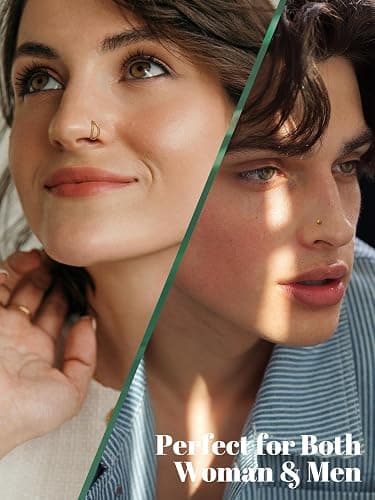 Jstyle 14K Gold Nose Rings for Women Men - 20G Stainless Steel Nose Rings Hoops L Shaped Studs Hypoallergenic Nostril Piercings Jewelry Helix Cartilage Daith Tragus Sleeper Earrings Gold/Silver thumbnail 7