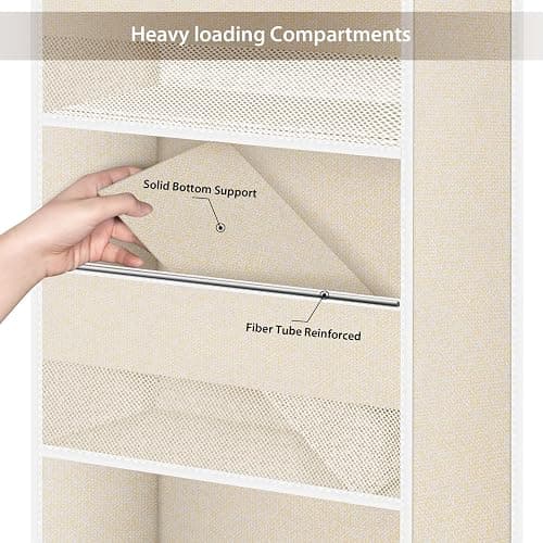 Univivi 6-Shelf Over Door Hanging Organizer Fabric Baby Door Storage with 5 Extra Large Capacity Pockets Behind the Door Hanging Storage Organizers Easy Install Door Storage for Baby Essential (Beige) thumbnail 6