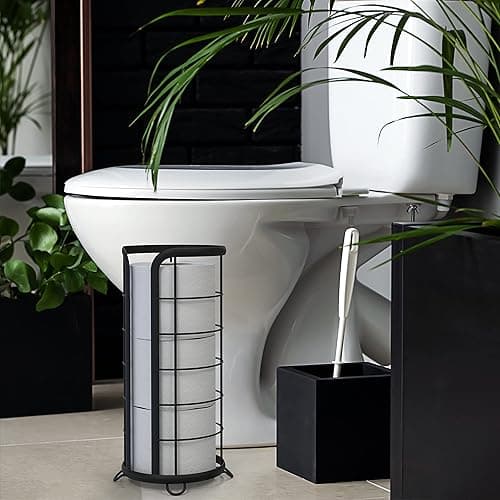 BROOKSTONE, Trending Black Toilet Paper Holder, Freestanding Bathroom Tissue Organizer, Minimalistic Storage Solution, Modern & Stylish Design [Holds MEGA Rolls] - Trending Black thumbnail 2