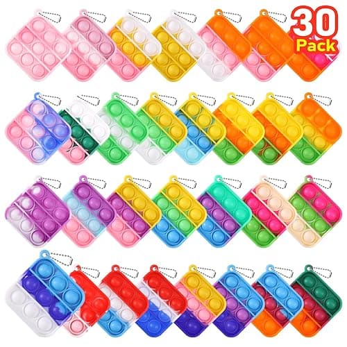 Kids Party Favors Fidget Toys Bulk 30 Pack Mini Pop Fidget Keychain Its Birthday Party Favors for Kids 4-8,8-12 Small Classroom Prizes It Back to School Gifts for Students from Teacher - Image 1