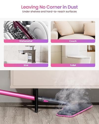 Schenley Steam Mop Cleaner with Detachable Handheld Steamer for Cleaning Hardwood, Laminate Floor, Tiles and Grout, with 13-in-1 Multi-purpose Accessories and Washable Microfiber Pads thumbnail 4