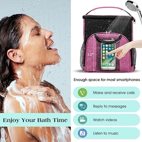 Attmu Portable Shower Caddy College Tote Bag, Quick Dry Hanging Toiletry Bag, Large Capacity Mesh Shower Caddy Portable for College Dorm Room Essentials for Boys and Girls for Bath Camping (Pink) thumbnail 6