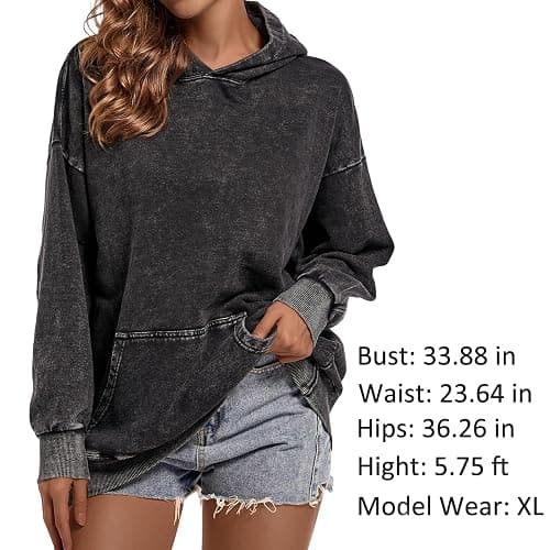 Wrenpies Oversized Vintage Hoodie for Women Cotton Loose Fit Baggy Hooded Sweatshirt Trendy Basic Acid Wash Pullover Top thumbnail 3