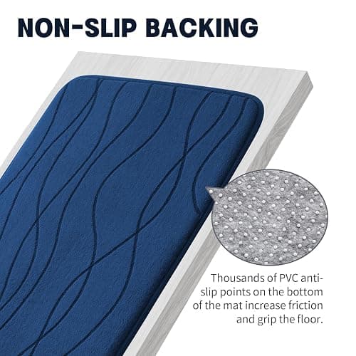 YIHOUSE Memory Foam Blue Bathroom Rug Sets 3 Piece, Ultra Absorbent Bath Mat for Bathroom - Non-Slip Machine Washable & Dry Quickly, 3 Piece Bathroom Mat Set, Navy Blue thumbnail 7