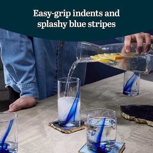Libbey Tumbler and Rocks Glass Set, Infused Blue Ribbon Drinkware Glasses Set,, Artisan Inspired Four-Dimple Shaped Rock Glasses, Dishwasher Safe Tumbler Glasses Set thumbnail 2