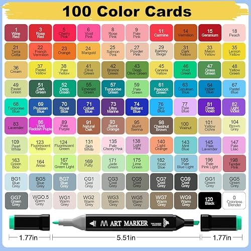 ATDOALL Alcohol Markers Set, 100 Colors Dual Tip Art Set for Kids Sketching Adult Coloring, Permanent Drawing With Case and Holders thumbnail 2