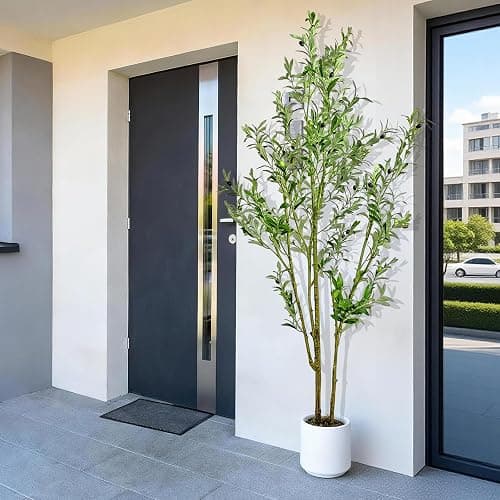 MCTYBB Olive Trees Artificial Indoor,Fake Olive Tree 6FT Tall 1Pack with White Planter, Faux Silk Olive Tree with Natural Wood Trunk and Realistic Leaves Artificial Tree for Home Office Decor thumbnail 8