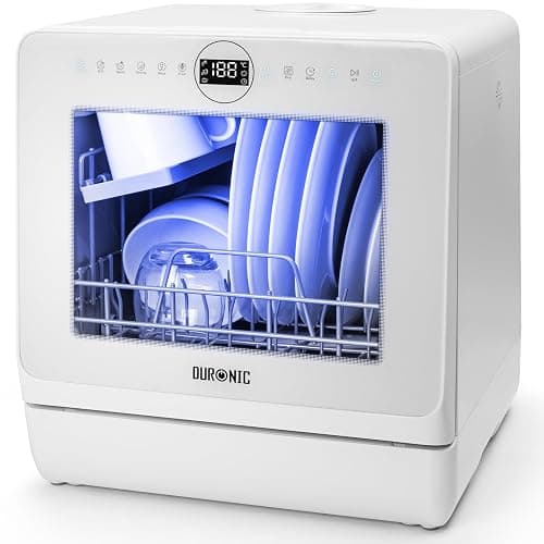 Duronic DW5 WE Lave-vaisselle posable 950W Lave vaisselle de comptoir | Lave vaisselle avec 6 programmes de lavage séchage Lave les plats assiettes verres bols couverts fruits Gain de place - Image 1