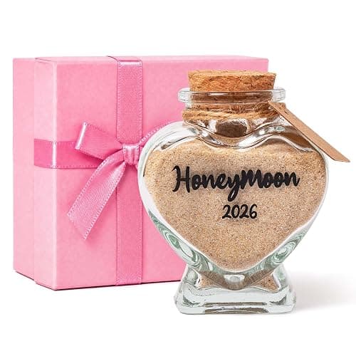 TUNGURIS Honeymoon Sand Keepsake Jar 2026,Bridal Shower, Wedding, Engagement, Honeymoon, Travel for Couples, Newlywed, Fiance(Gift Box Includes) - 40ml Heart Shape Glass - Image 1
