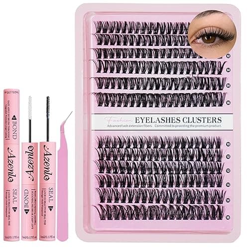 Azenlo Lash Extensions Cluster DIY Lashes 240pcs 40D 60D 10-16mm Eyelash Clusters Individual Lashes Lash Kit Think Band Lash Kit(40D+60D Kit) - 40D+60D KIT 240PCS