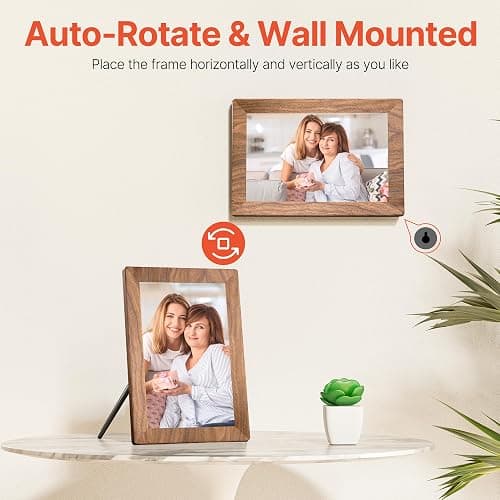 Frameo 10.1" Digital Picture Frame with 32GB Memory WiFi Electronic Photo Frame Wood 1280 x 800 IPS Touch Screen Auto-Rotate Slideshow Wall Mountable Share Photos/Video Remotely Anywhere thumbnail 7