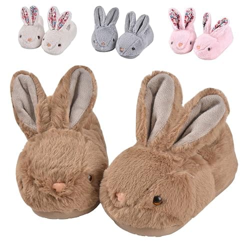 JACKSHIBO Toddler Slippers Boys Girls Dinosaur House Shoes Cute bunny Slipper for Home Indoor Winter Bedroom Non Slip Soft Rabbit Warm shoes - Image 1