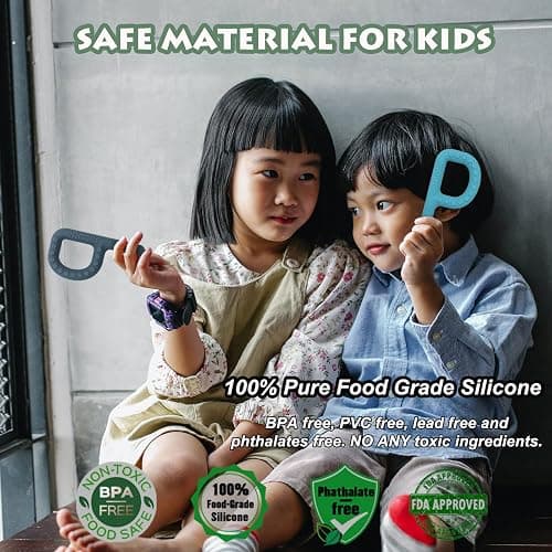 Sensory Toys for Kids Babies Toddlers 4 Pack, P Shape Baby Teething Toys for 3-6 6-12 Months Oral Motor Stimulation, Sensory Chew Toys for Autistic Children, Silicone Chewy Necklaces for Kids Adults thumbnail 5