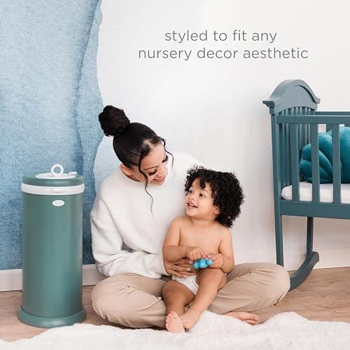 Ubbi Stainless Steel Diaper Pail, Odor Locking, No Special Bag Required, Award-Winning, Registry Must-Have, Open Water thumbnail 8