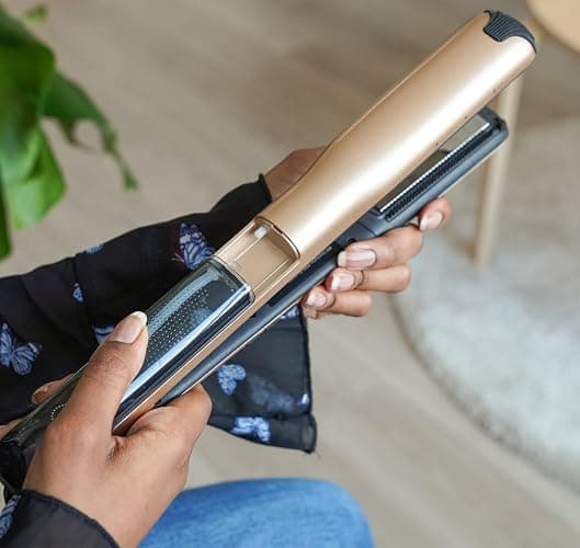 Demeliss - Lisseur Vapeur Titanium V2.0 - Plaques Flottantes Fines, Légères et Ergonomiques - Vapeur Ultra Puissante - Fer à Vapeur 2 en 1 Lisseur/Boucleur - Tous Types de Cheveux thumbnail 4