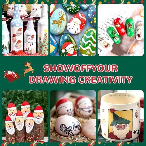 Infiart 80 Colors Acrylic Paint Markers Brush Tip, Automatic Ink Control Acrylic Paint Pens Waterproof Acrylic Markers Set for Christmas Decorations, Stone, Wood, Glass, DIY & Art Supplies thumbnail 3