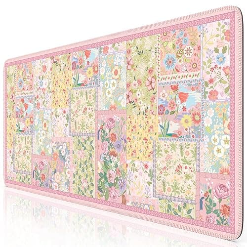 iCasso Desk Mat,Mouse Pad for Office Desk,35.4x15.7in,Pink Flowers | Desk Pad Home Office Decor Supplies, Desk Accessories for Women, Non-Slip Mousepad with Stitched Edge, Smooth Water-Resistant - Image 1