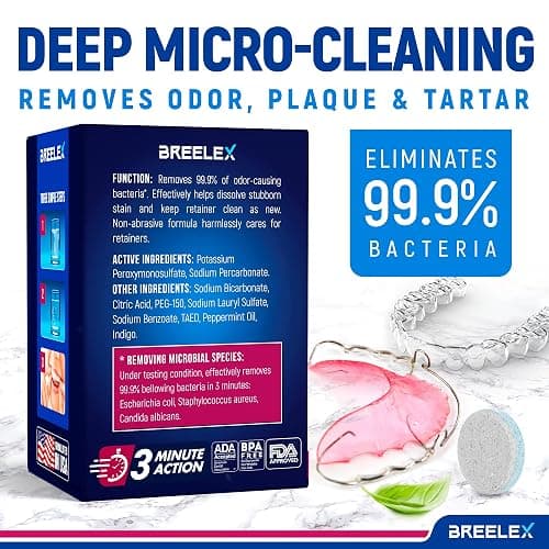 Breelex Retainer Cleaner Tablets, 120 Count for Dentures & Aligners thumbnail 6
