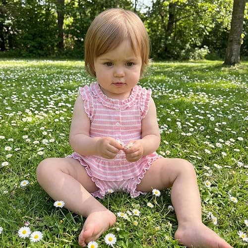 WZTYYDS Toddler Baby Girl Summer Outfit Tank Tops Ruffle Shorts Set | Waffle Knit, Striped, Sleeveless Button Down Shirt, Sweet 2 Pieces Clothes, 6M, 12M, 18M, 24M, 2T, 3T, 4T, Little Kids, Soft thumbnail 3