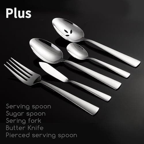 45-Piece Flatware Sets, Silverware Set for 8, Durable Stainless Steel Tableware in Ergonomic Design Size and Weight, Kitchen Utensils Set with Steak Knives, Rust-proof, Dishwasher Safe thumbnail 9