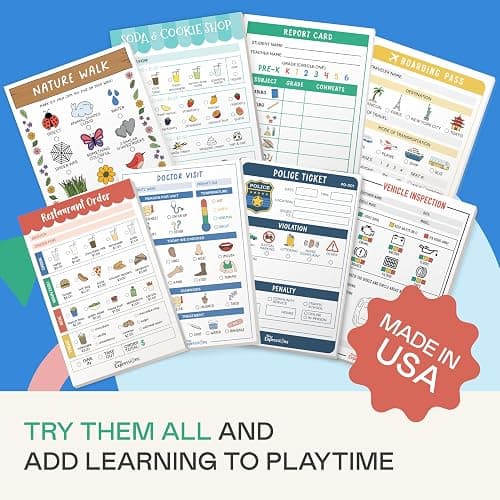 Tiny Expressions Kids Pretend Play Notepads - Boarding Pass & Report Card | 40 Pages Boarding Pass Notepad, 40 Pages Classroom Report Card Notepad, Travel Booking Agent &Teacher Imaginative Role Play thumbnail 8