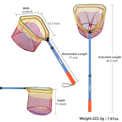 PLUSINNO Kids Fishing Net, Telescopic Lightweight Landing Net with Aluminum Pole Handle and Nylon Mesh, Catch and Release Butterfly Net for Kids Youth Outdoor thumbnail 5