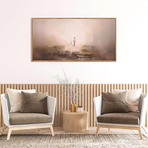Aurlan Jesus Christian Framed Wall Art(40"x20"), Abstract Jesus Leaves The 99 Parable of The Lost Sheep Canvas Artwork, Large Neutral Watercolor Inspiring Good Shepherd Decor for Church Room Christian Faith Gift thumbnail 6