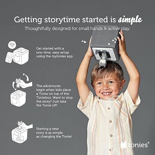 Toniebox Audio Player Starter Set with Playtime Puppy - Listen, Learn, and Play with One Huggable Little Box - Gray - Gray thumbnail 4