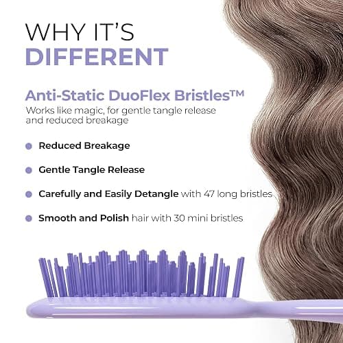FHI Heat UNbrush Mini Detangler Brush for Pain-Free Brushing on All Wet or Dry Hair Types — Durable Duoflex Anti-Static Bristles, Lightweight Handle, Vented Mini Hair Brush thumbnail 4
