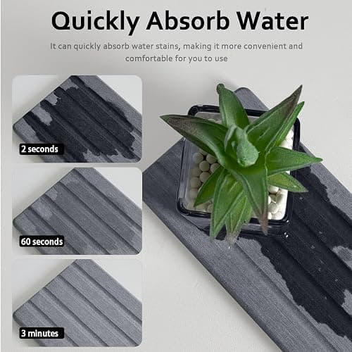 2 PCS Water Absorbing Stone Trays for Bathroom Sink & Kitchen Counter, Fast-Drying Diatomite Sink Caddy, Vanity Tray, Hand Soap Holder with Anti-Skid Pads (Grey, 7.9" x 4"/20 x 10cm) thumbnail 4