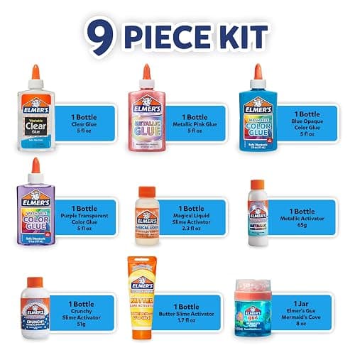 Elmer's Ocean Dive Slime Kit, Slime Supplies Include Liquid Glue, Activator, and Premade Slime, 9 Count - Creative Activity, Kids Summer Fun thumbnail 4