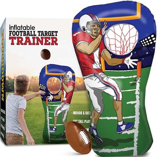 Island Genius Inflatable Football Target Toss Toy and Game for Boys Ages 8-12, 60 inch Receiver with Mini Soft Football thumbnail 2
