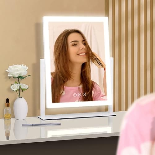Lighted Vanity Mirror with Lights, Makeup Mirror with Light, 16.7"x 13.2",Three Color Lighting Modes and Dimmable Lighting, Smart Touch Control, 360°Rotation, for Vanity Desk Tabletop,Dressing Room thumbnail 8