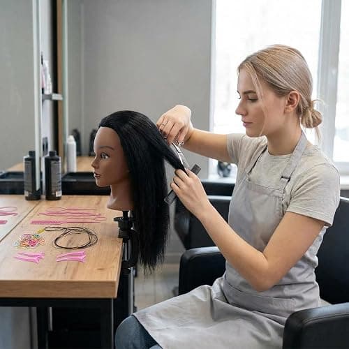 16 Inch 100% Real Human Hair Mannequin Head, Manikin Head with Hair | Hair Mannequin Head for Kids Braiding Cosmetology Hairstyle Practice thumbnail 7