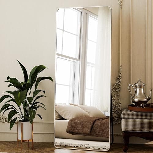 ZENOMIRRIS Silver Full Length Mirror 21 x 56 Inch Nano Floor Mirrors with Stand Rounded Corner Full Body Mirrors with Aluminum Alloy Frame for Bedroom Living Room Checkroom thumbnail 7