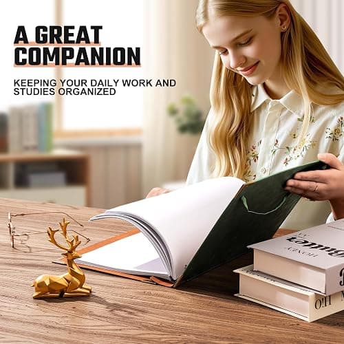 Ovesmusl PU Leather Mini 3 Ring Binder Fits 5.5" X 8.5" A5 Paper, 1 Inch Round Ring Binder Holds 200 Sheets, Notepad Paper Cover Loose Leaf Organizer, Green Tree of Life thumbnail 6