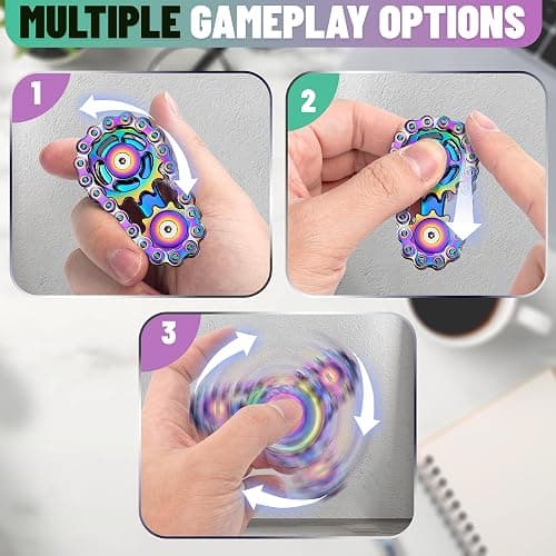Christmas Stocking Stuffers for Teens Boys Metal Fidget Spinner Toys for Adults Figette Bike Chain Roller Cool Gadgets ADHD Anti Anxiety Stress Relief Items Figet Desk Offices EDC Sensory Gift for Men thumbnail 4