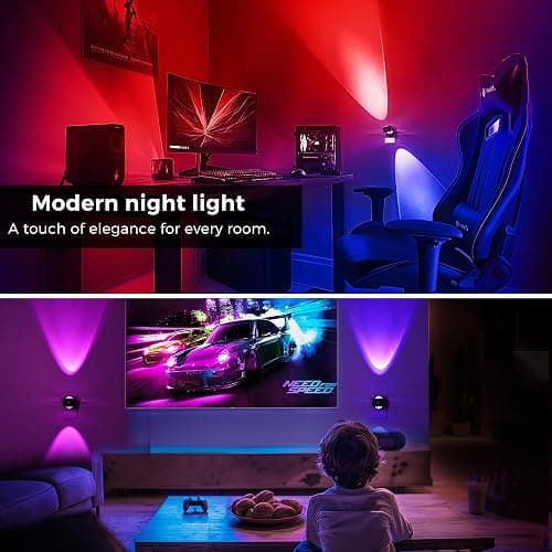 L LOHAS LED Night Light Projector, Color Changing Night Light Plug into Wall, Dusk to Dawn Sensor, Rotating Nightlight, RGB Ambient Lighting for Bathroom, Gaming Room, Gifts,1 Pack thumbnail 7