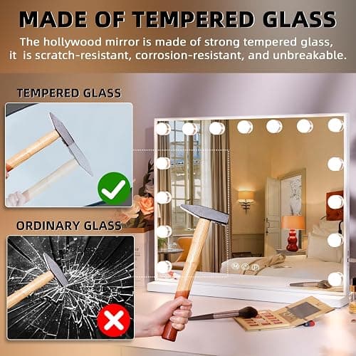 Hansong Hollywood Spiegel mit Beleuchtung Make up Spiegel mit Beleuchtung und USB Ausgang Beleuchteter Schminkspiegel 15 LED Lampen thumbnail 3