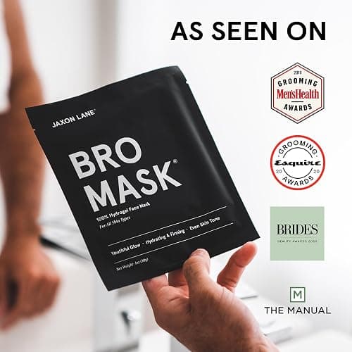 JAXON LANE BRO MASK Premium Korean Face Mask for Men (4 Pack) - Anti Aging Sheet Masks w/Hydrogel, Vitamin C, Hydrolyzed Collagen, & Hyaluronic Acid - Perfect Skin Care Stocking Stuffers for Men thumbnail 6