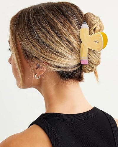 WELROG 3Pcs Hair Claw Clips for Women - Pencil Funny Claw Clips Back to School Appreciation Teacher Hair Clips thumbnail 5